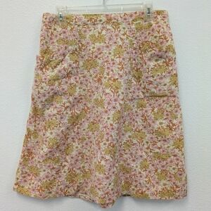American Eagle Ivory/Pink Floral Cotton Skirt sz 12 Cottagecore